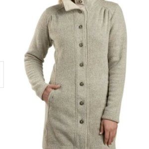 Kuhl Savina women's alfpaca fleece sweater jacket coat XS beige gray - excellent